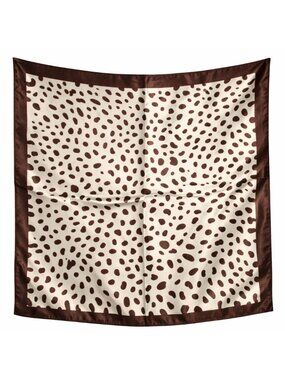 Leopard Print Satin Square Scarf 20x20 Neck Hair Head Wrap Fashion Accessory